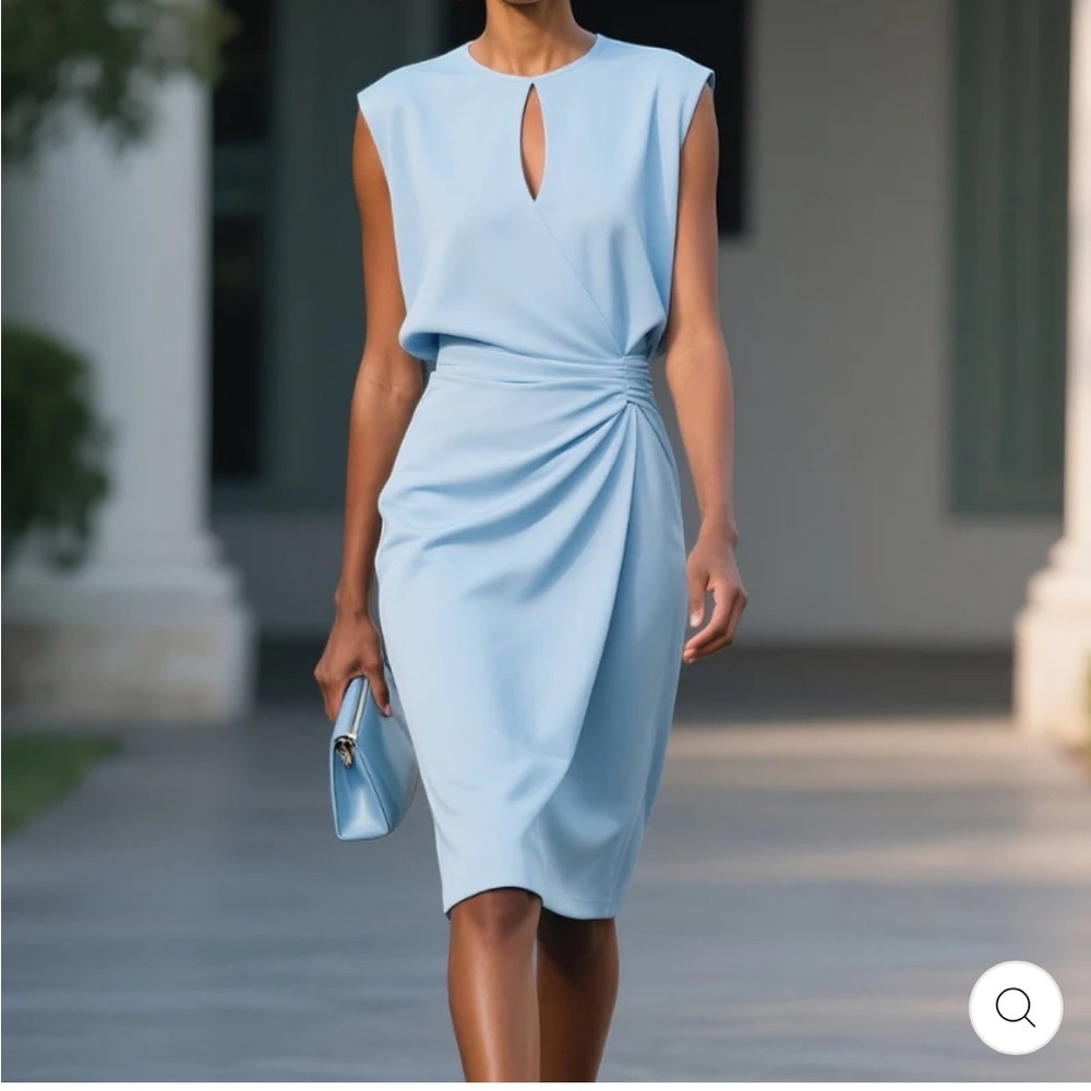 Elegant Light Blue Sleeveless Dress, size M